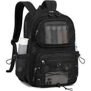 Heavy Duty Mesh Backpack See Through School Travel Beach Sports Gym Transparent